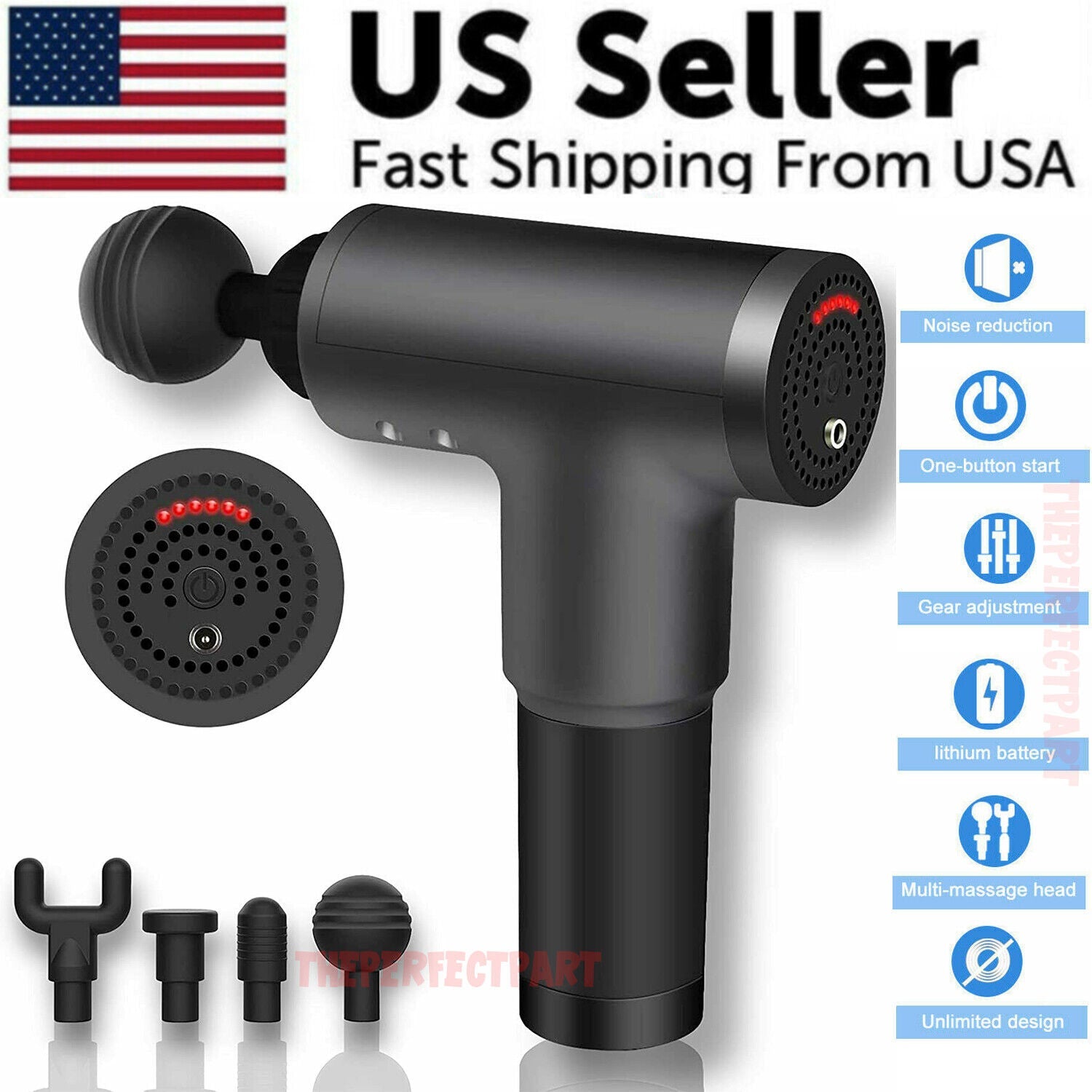 Massage Gun Percussion Massager Deep Tissue Muscle Vibrating Relaxing