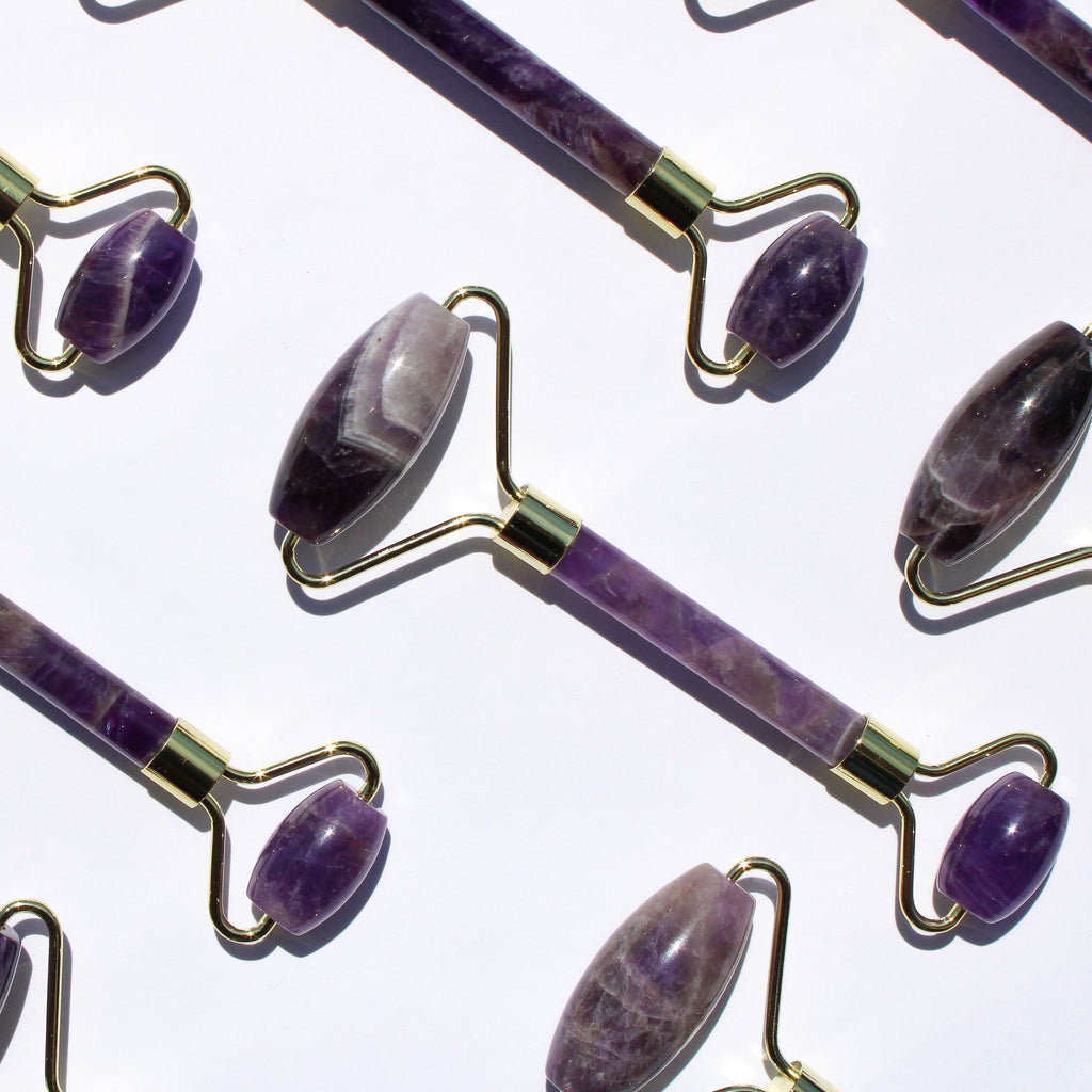 Zenvora AmethystRoll Pro — Natural Crystal Facial Roller for Lymphatic Drainage & Anti-Aging
