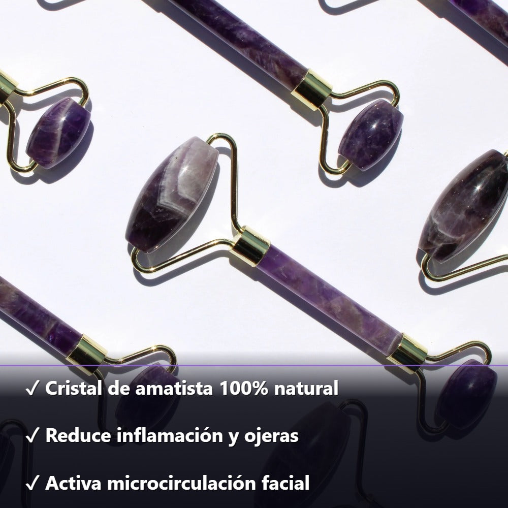 Zenvora AmethystRoll Pro — Natural Crystal Facial Roller for Lymphatic Drainage & Anti-Aging