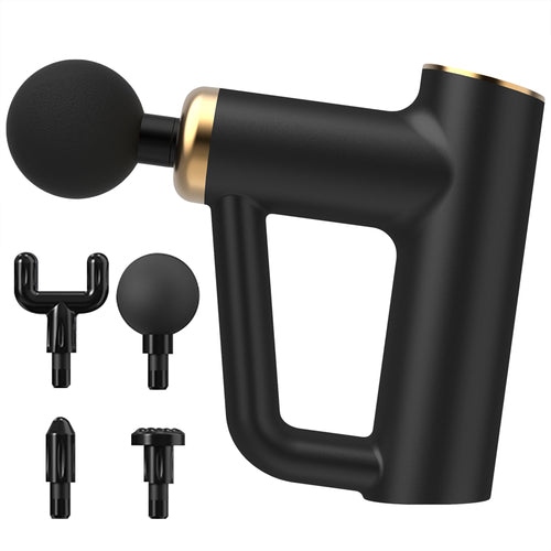 Zenv Ritual PulseGun Pro Midnight Black with all 4 massage attachments — ball, fork, bullet, flat